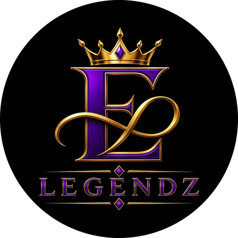 ELegendz logo: crown over a purple and gold E and L, LEGENDZ below